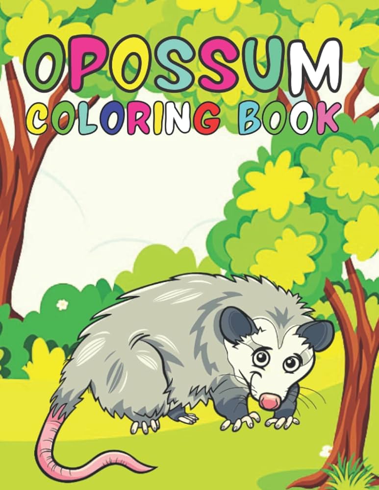 Opossum coloring book easy opossum coloring books for kids and adults relaxing stress relieving unique designs opossum houle justine books