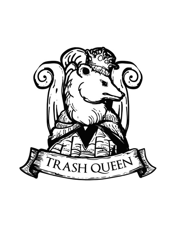 Funny trash queen possum printable animal print opossum digital download trash animal coloring page