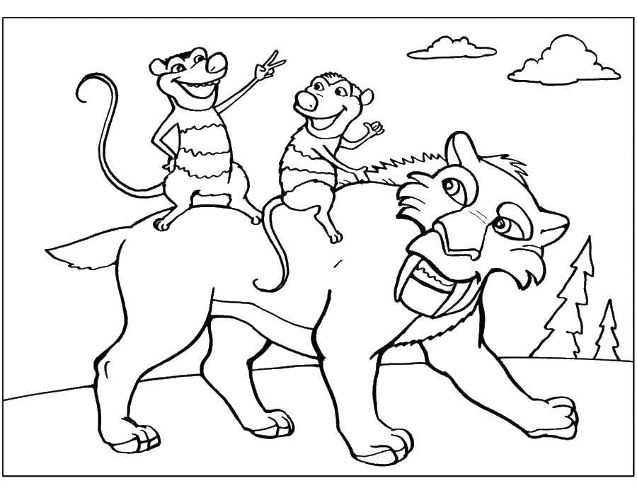 Online coloring pages coloring page diego and the possums ice age download print coloring page