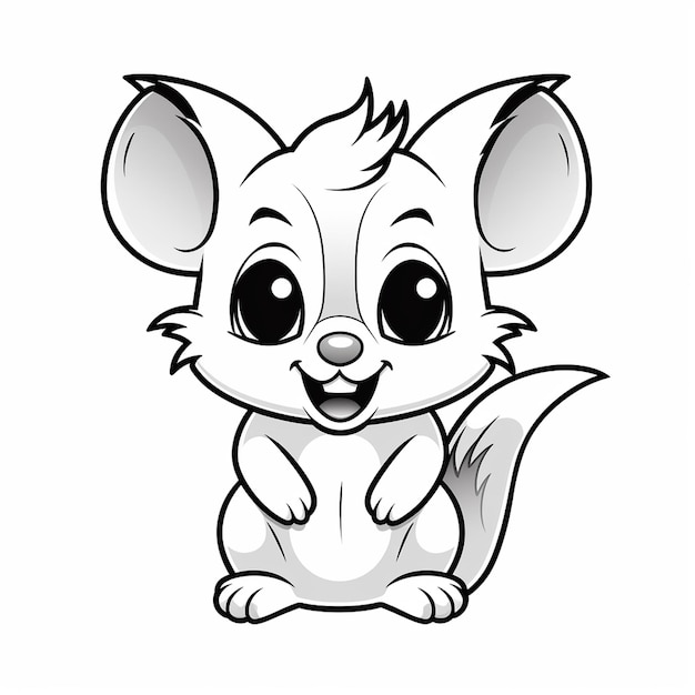 Premium ai image possum coloring cute flat coloring book kawaii line art