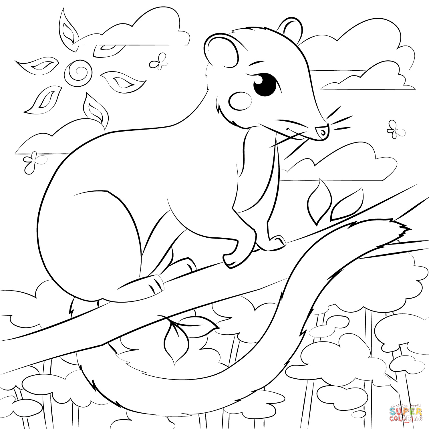 Possum coloring page free printable coloring pages