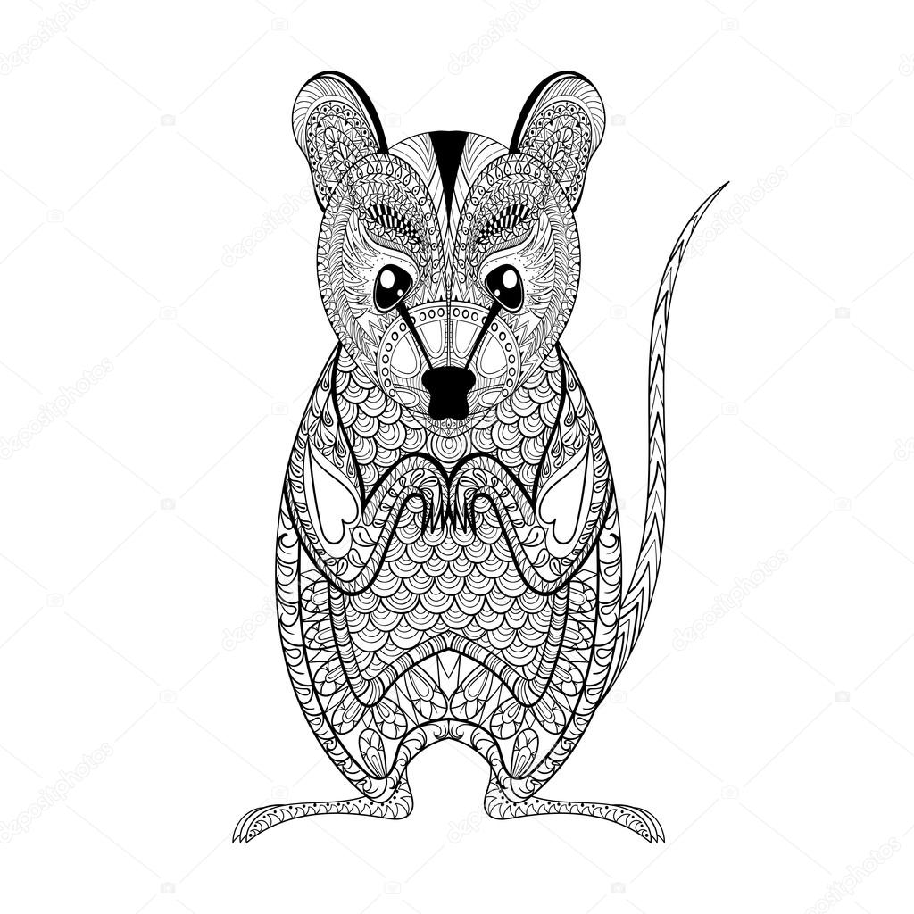 Zentangle possum totem for adult anti stress coloring page for a stock vector by ipanki