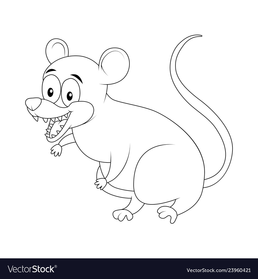 Cartoon opossum rodent outline isolated on white vector image