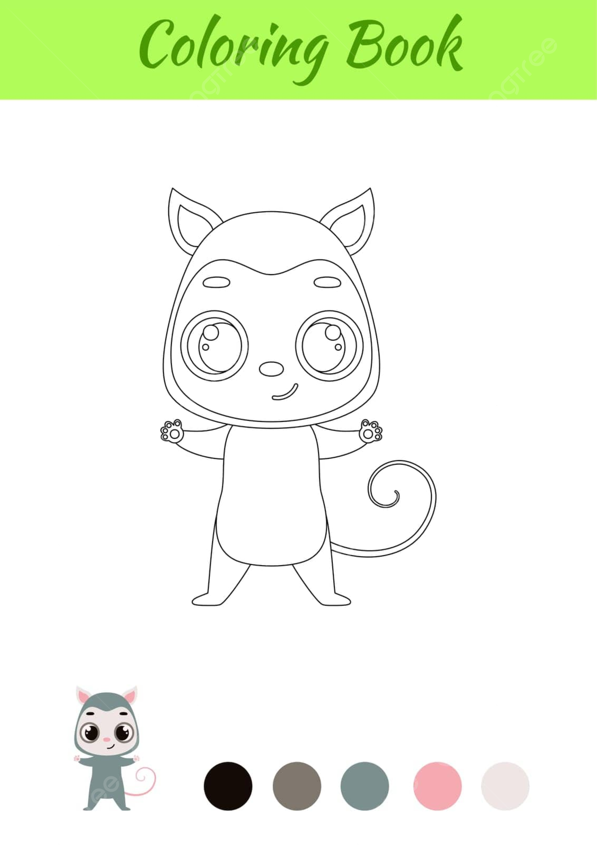 Happy opossum coloring page for preschoolers vector illustration vector little line funny png and vector with transparent background for free download