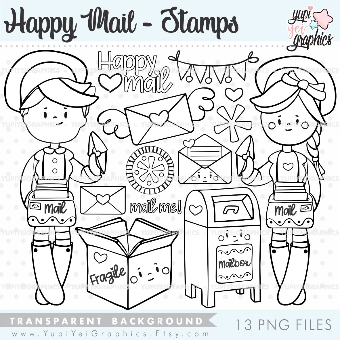 Happy mail stamps mail stamps mercial use postman stamps delivery stamps outgoing stamps ining stamps postman digital stamps