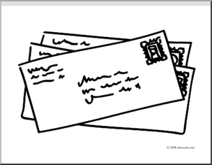 Clip art basic words mail coloring page i