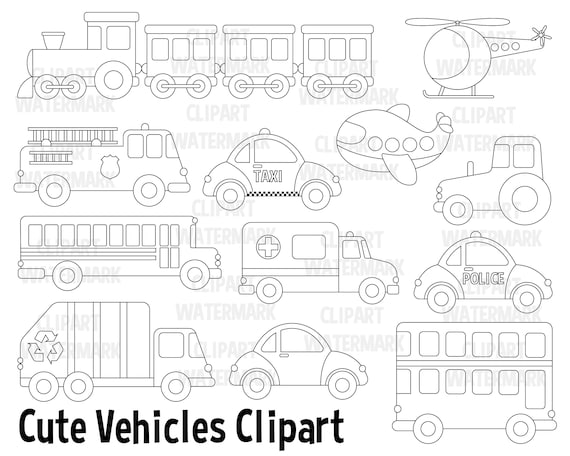 Transportation clipart munity vehicles cars clip art truck van lorry ambulance school bus postal van digital stamps svgpng