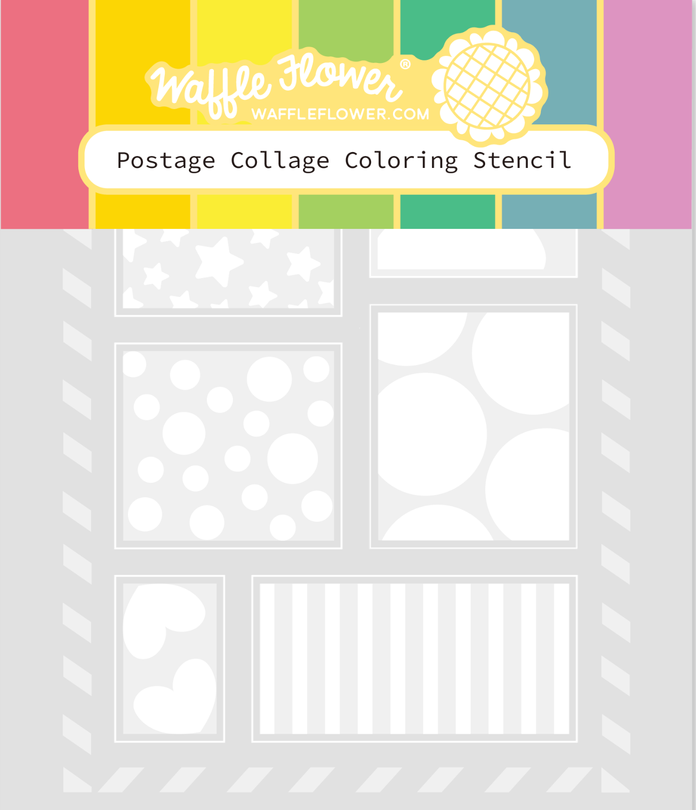 Waffle flower postage collage coloring stencil â simon says stamp