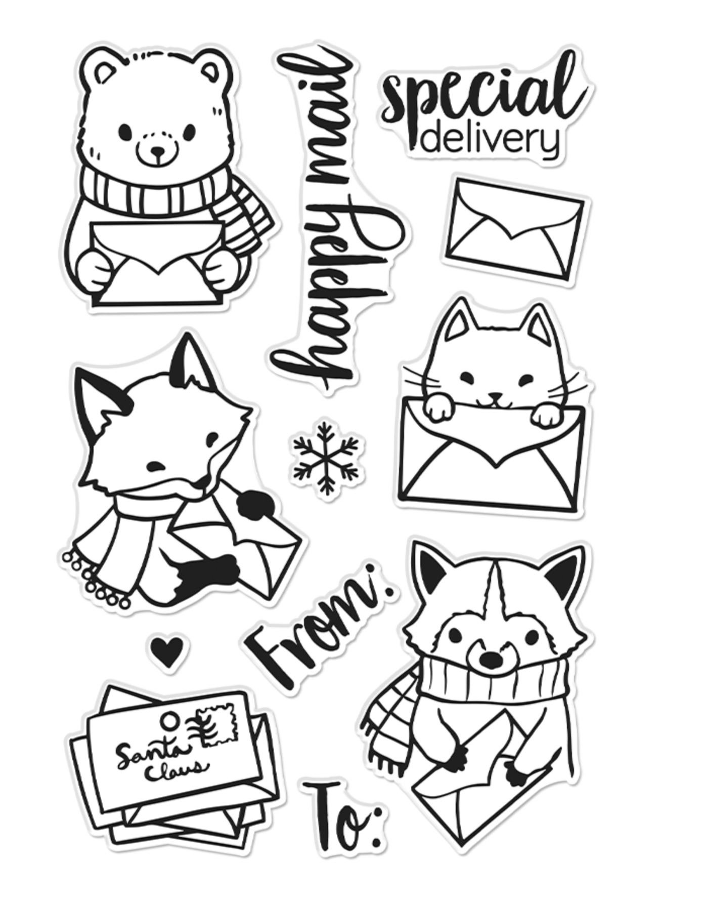 Hero arts clear stamps winter mail critters cm â simon says stamp