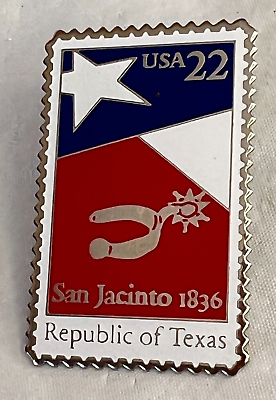Usps c san jacinto texas postage stamp multi color enamel lapel hat pin