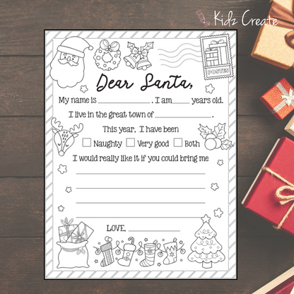 Letter to santa template printable â kidz create