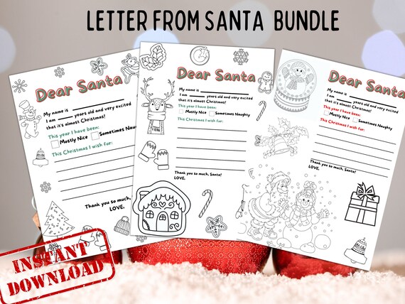 Letter to santa coloring pages printable bundle with coloring pages christmas santa letter christmas wish list christmas coloring