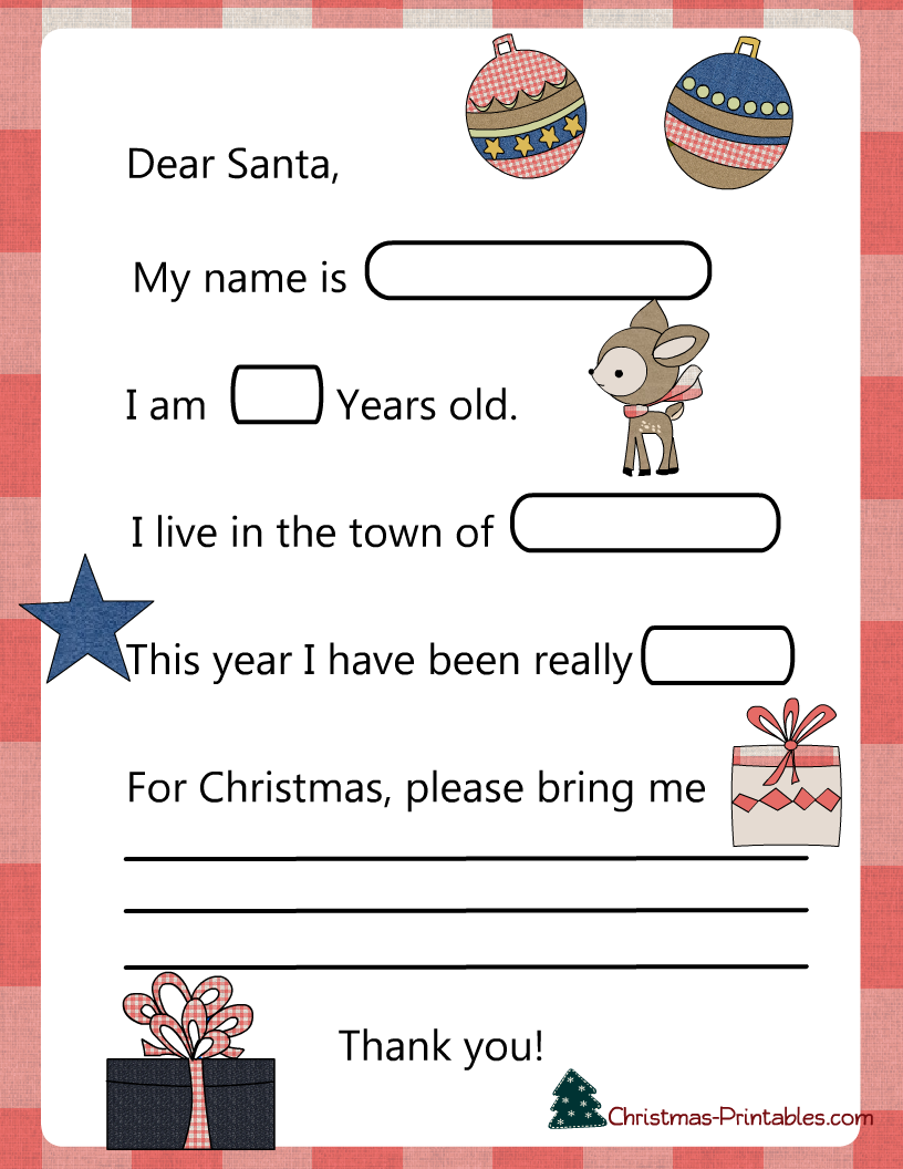 Free printable letter to santa templates