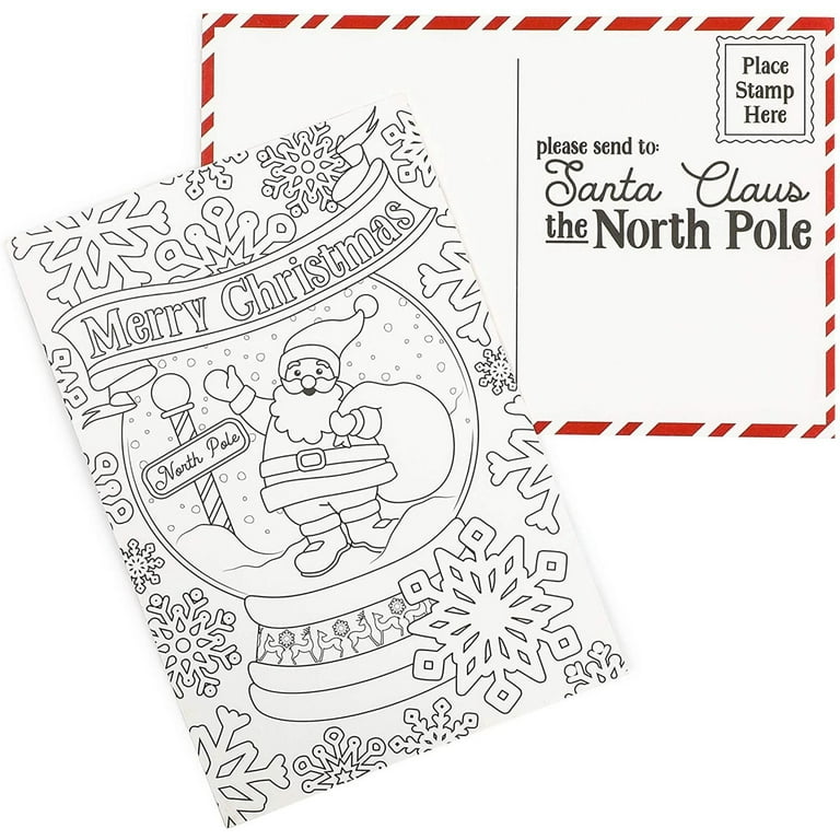 Pack blank christmas postcards for kids coloring xmas holiday letter to santa x in