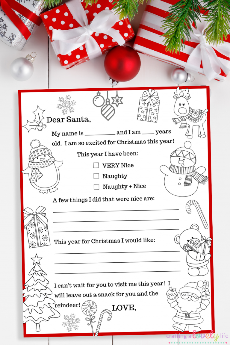 Free printable letter to santa coloring page