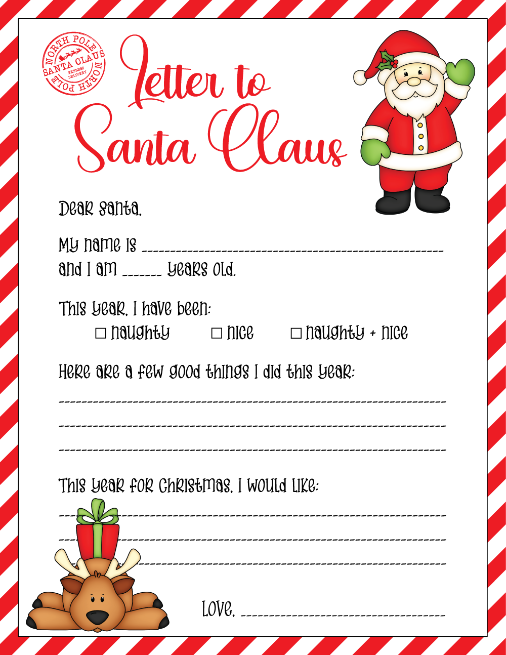 Free printable letter to santa christmas gift list the party darling