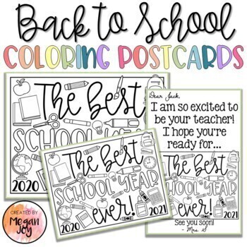 Best school year ever back to school postcards coloring sheets