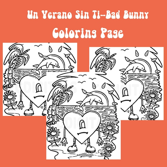 Un verano sin ti coloring page bad bunny coloring digital download digital coloring jpg printable coloring page printable coloring jpg