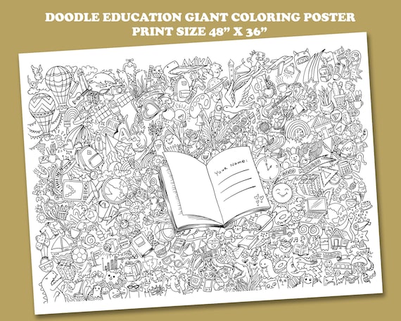 Cartel para colorear cartel para colorear gigante doodle coloraciãn de garabatos coloraciãn para niãos actividades divertidas para niãos color actividades de verano