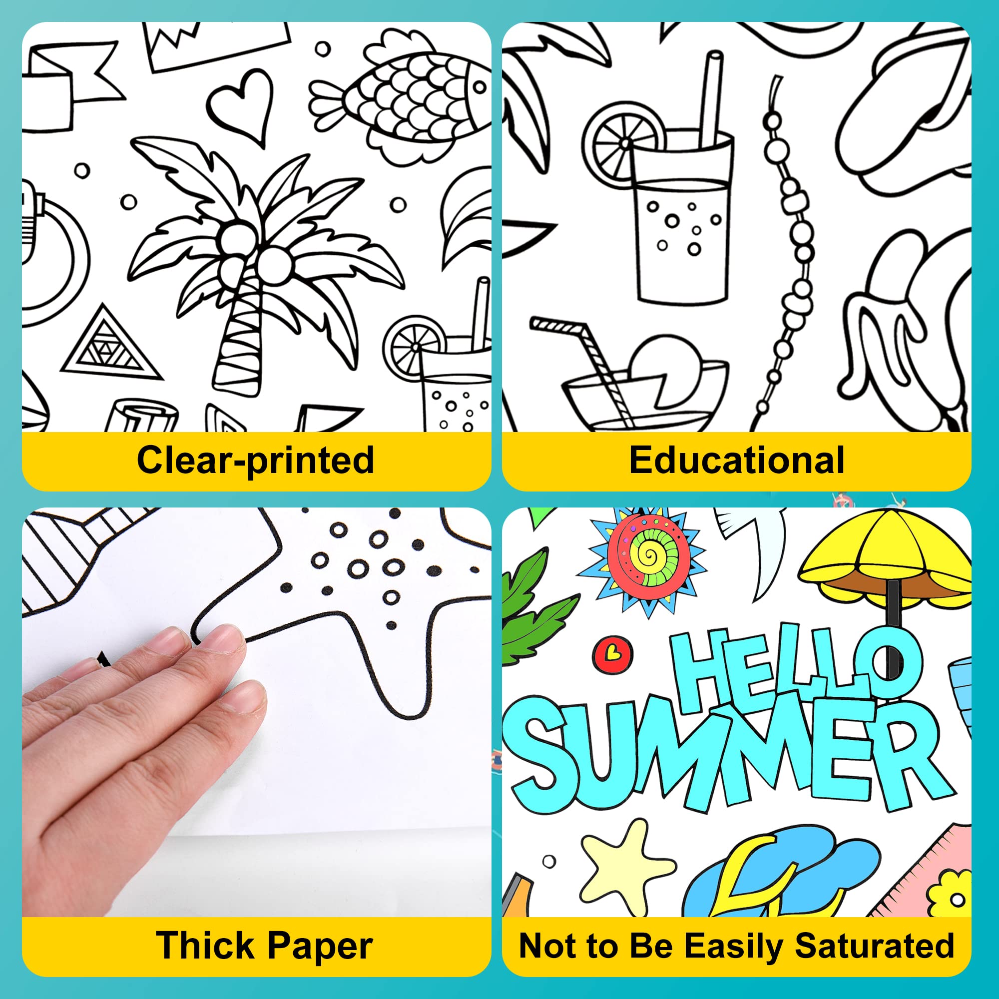 Hello summer giant coloring poster jumbo sea coloring poster for kids x inch large coloring banner for classroom group home party art craft activity supplies favor toys games