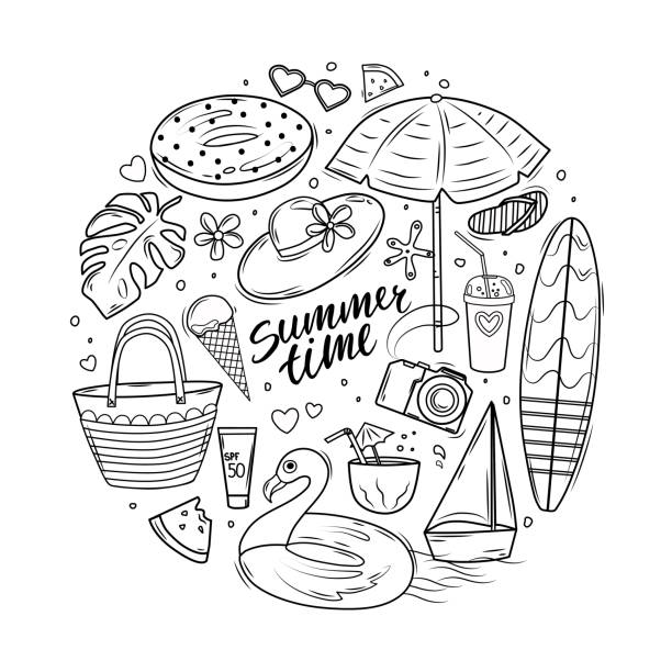 Summer coloring pages stock photos pictures royalty