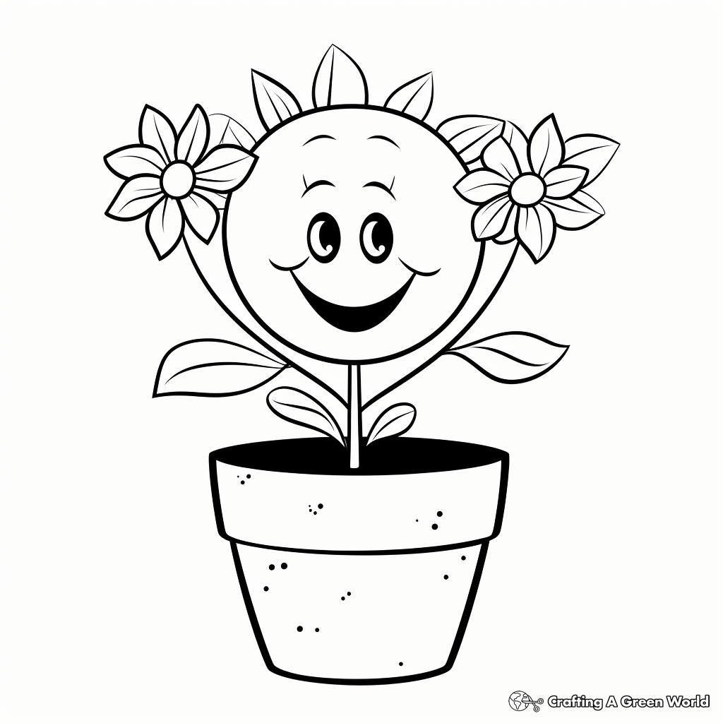 Flower pot coloring pages