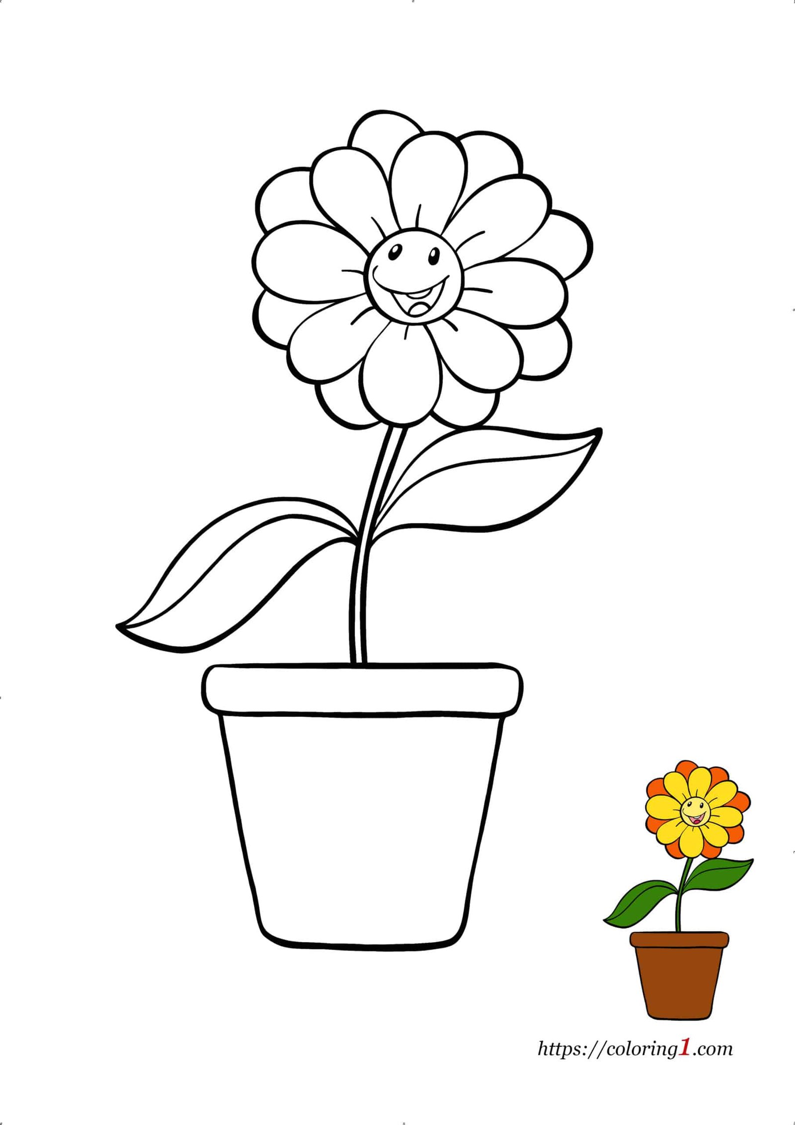 Flower pot coloring pages