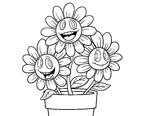 Flower pot coloring page