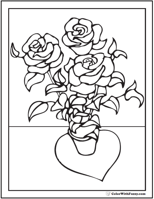 Rose coloring pages â free digital coloring pages for kids