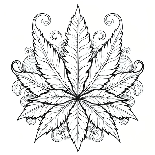 Premium vector marijuana leaf weed smoke for adult coloring book