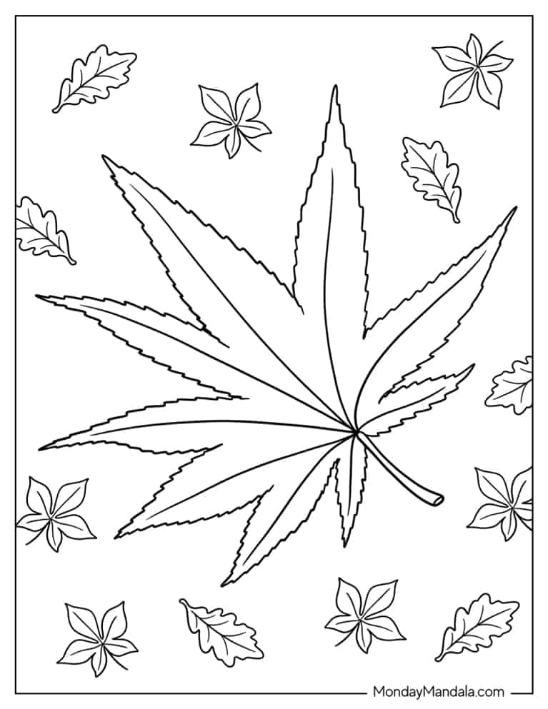 Fall leaves coloring pages free pdf printables