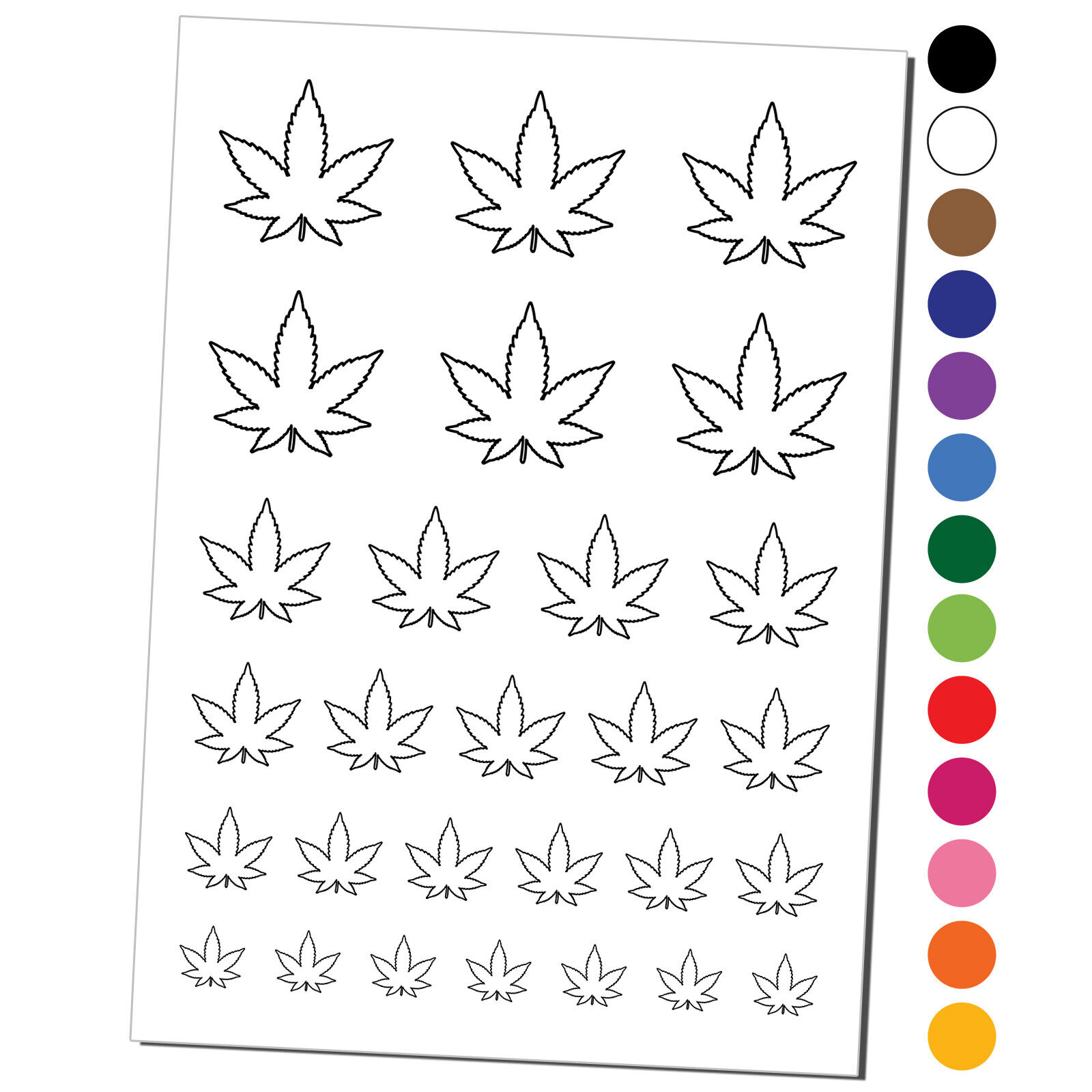 Marijuana leaf outline temporary tattoo water resistant set