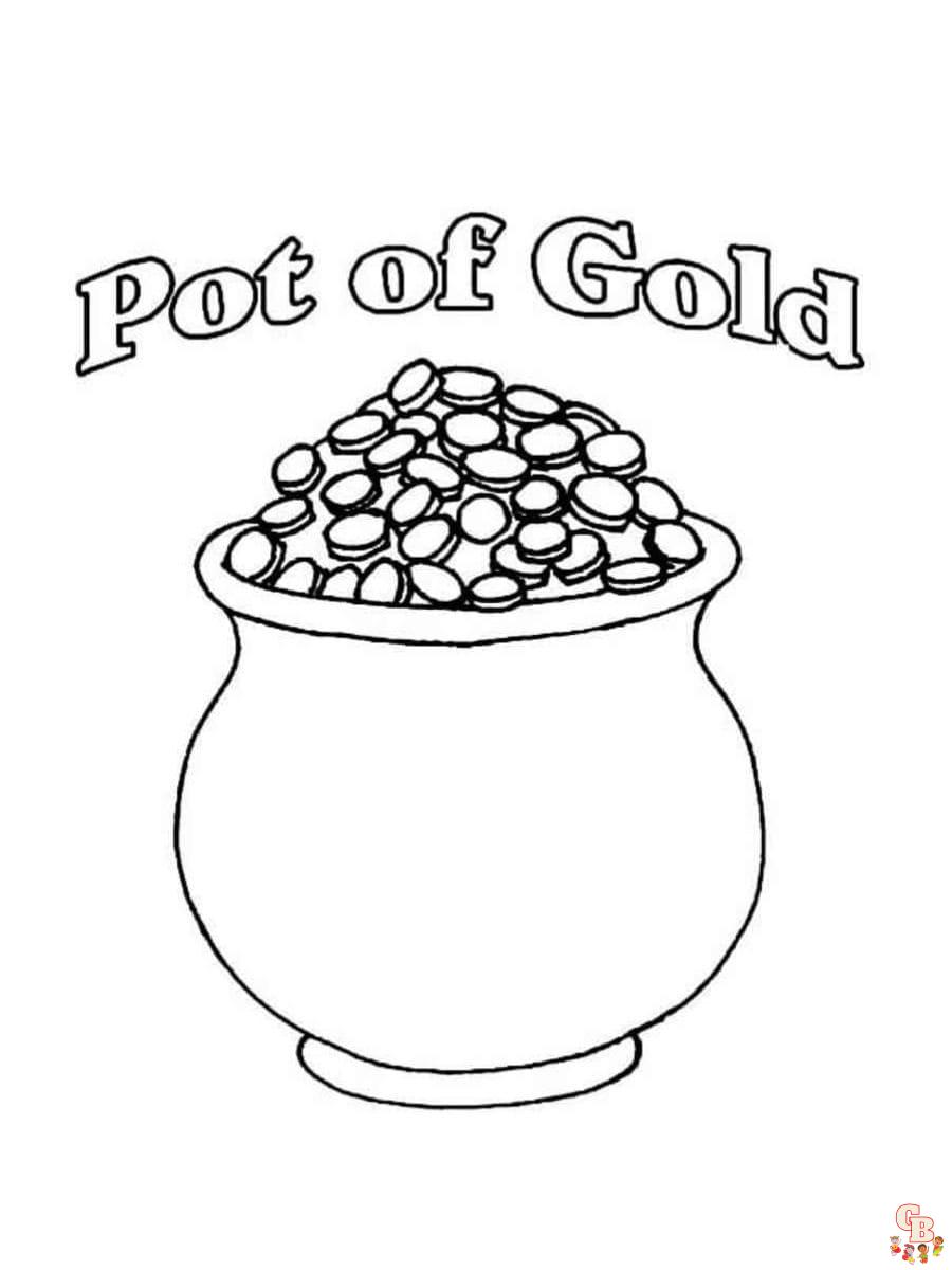 Printable pot of gold coloring pages free for kids and adults