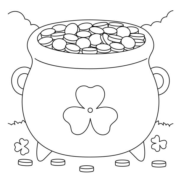 Pot of gold outline stock photos pictures royalty