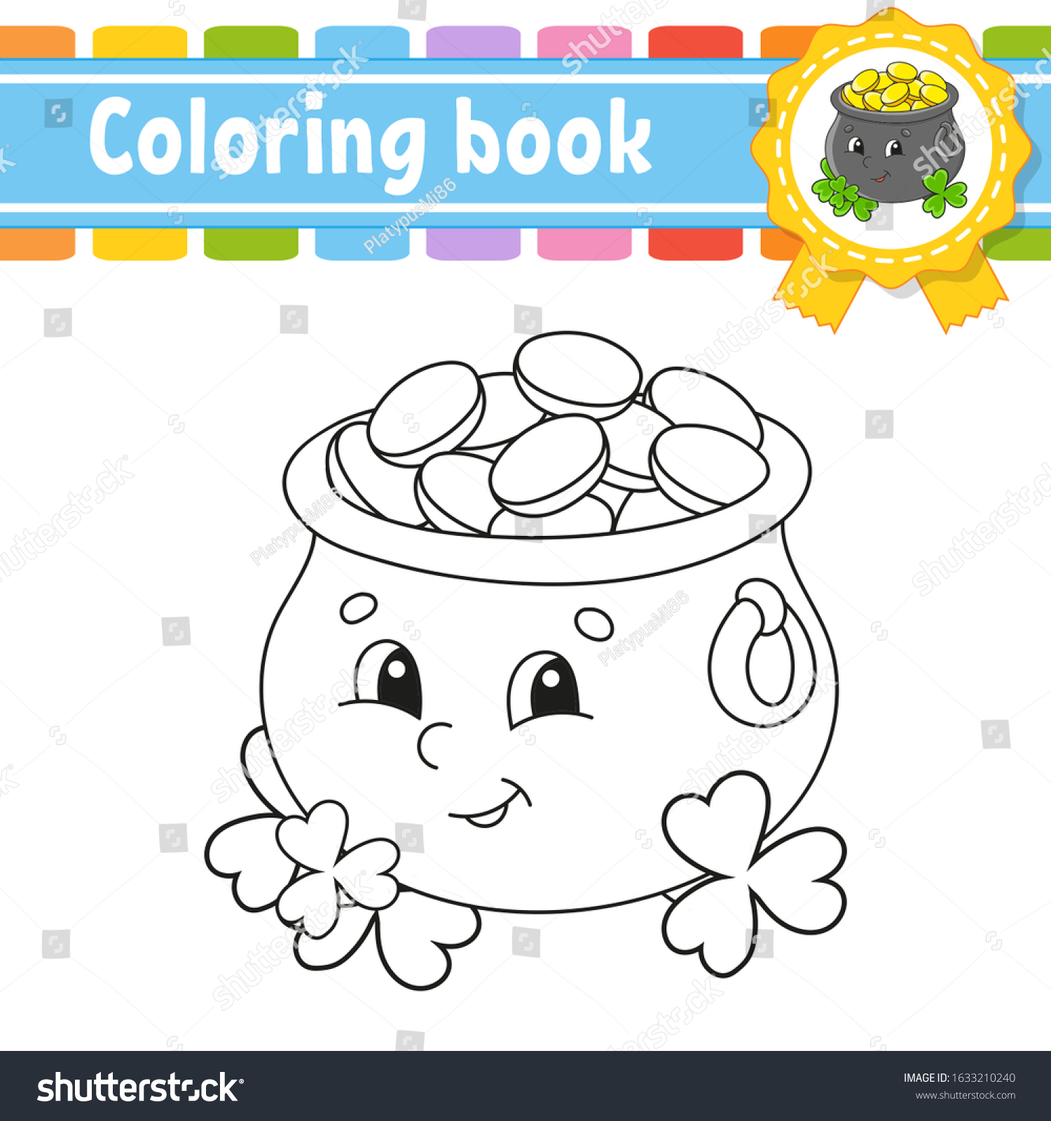 Coloring book kids cheerful character pot stock vector royalty free