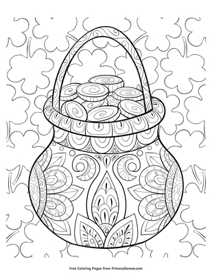 Zentangle pot of gold coloring page â free printable pdf from