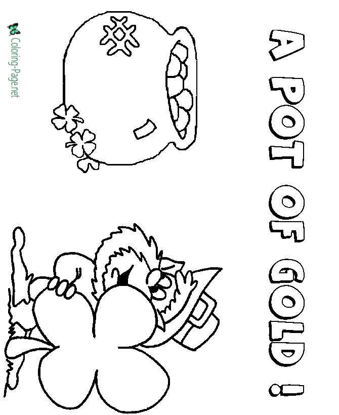 St patricks day coloring pages pot of gold