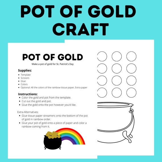 Pot of gold craft template for st patricks day kids crafts