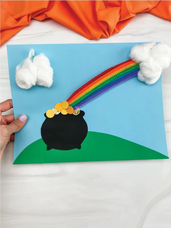 Pot of gold rainbow craft for kids free template