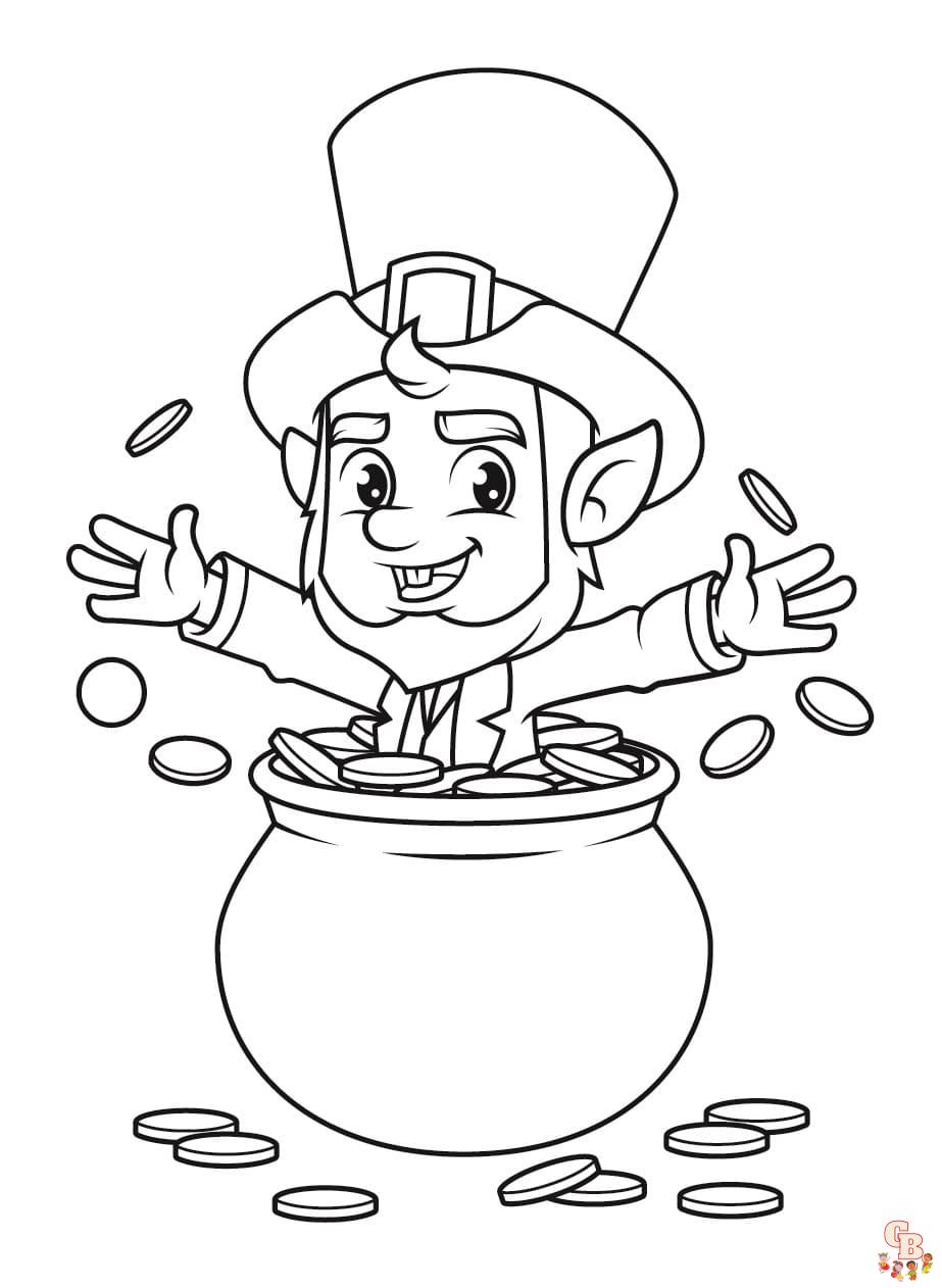 Printable pot of gold coloring pages free for kids and adults