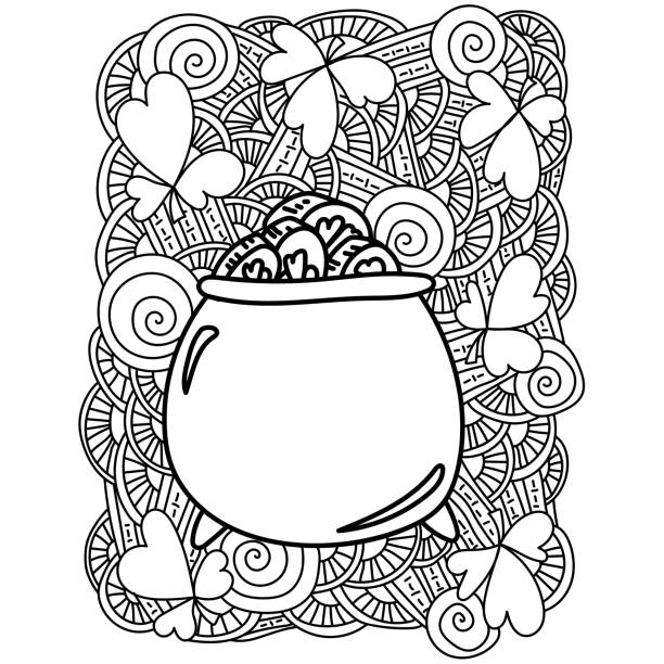 Pot of gold coloring stock illustrations royalty