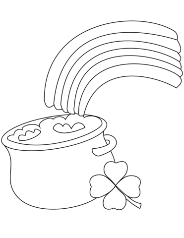 Rainbow and pot of gold coloring page free printable coloring pages