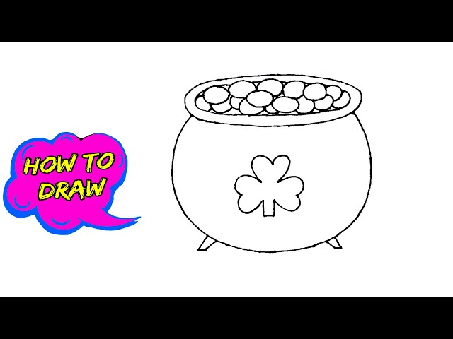 How to draw a pot of gold stpatricks day drawings