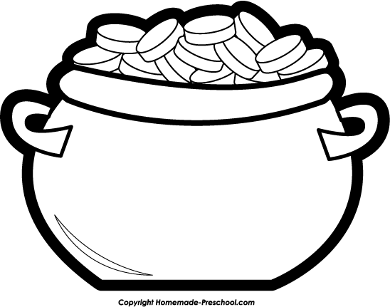 St patricks day black and white clipart gold clipart pot of gold st patricks day clipart