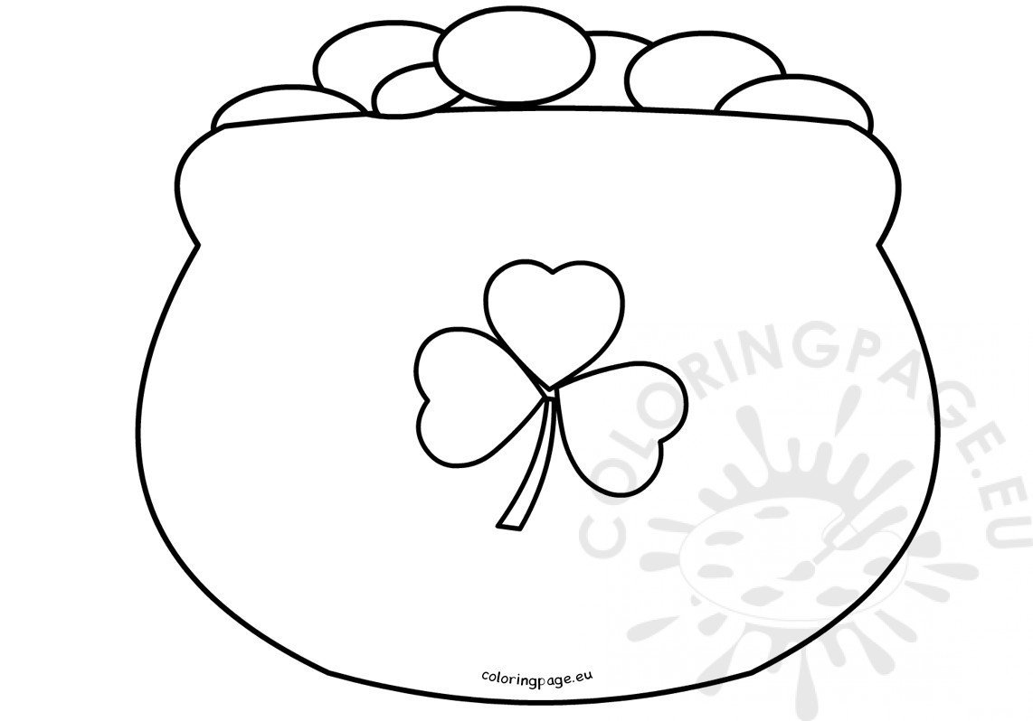 St patricks day coloring page pot of gold outline coloring page