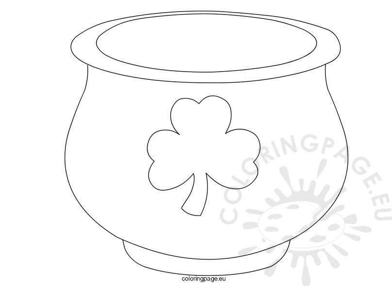 St patricks day pot of gold template coloring page