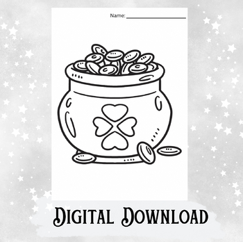 St patricks day lucky pot of gold craft coloring activity template
