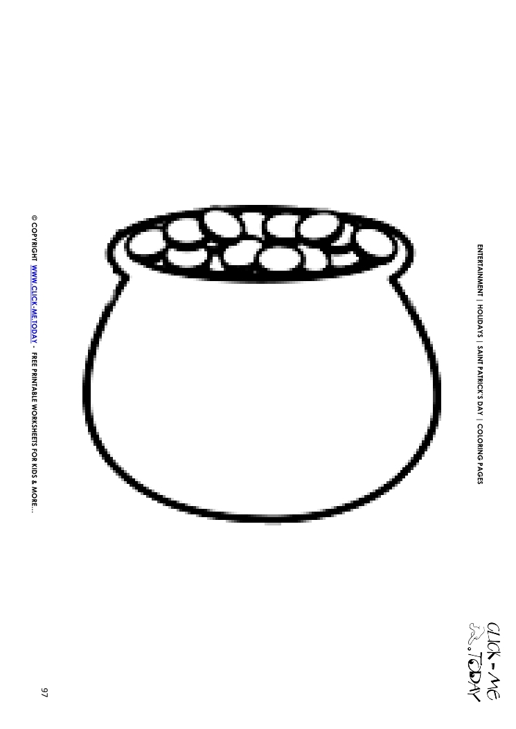 St patricks day coloring page big pot of gold