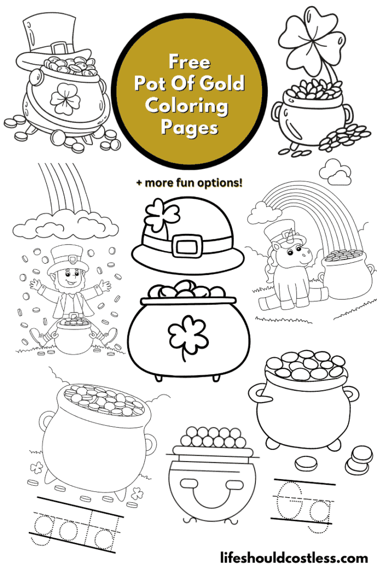 Pot of gold coloring pages free printable pdf templates