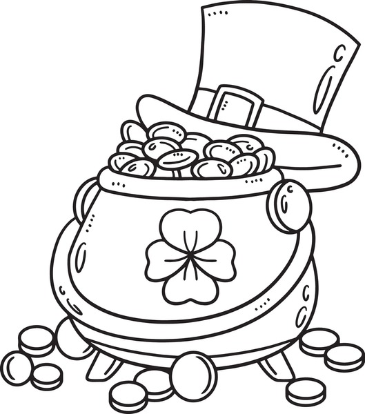 Rainbow pot gold coloring page images stock photos d objects vectors